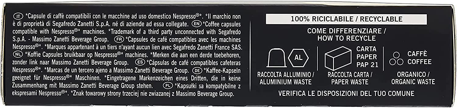 Café Capsules Aluminum Nespresso * Ristretto Segafredo 10 Un